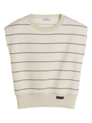 Brunello Cucinelli Kids striped sleeveless sweatshirt - Neutrals