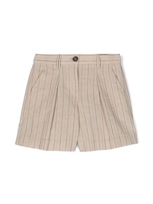 Brunello Cucinelli Kids tailored striped shorts - Neutrals