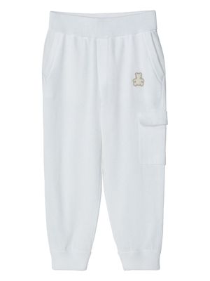 Brunello Cucinelli Kids teddy bear-embroidered track pants - White