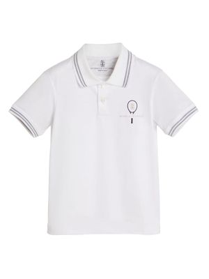 Brunello Cucinelli Kids Tennis cotton polo shirt - White