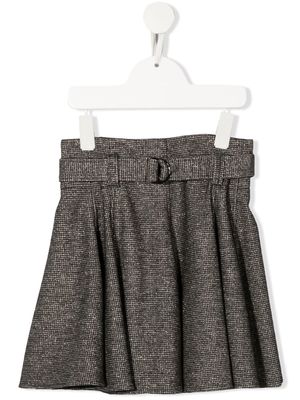 Brunello Cucinelli Kids tweed pleasted mini skirt - Brown