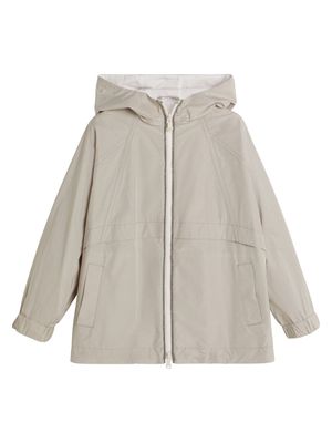 Brunello Cucinelli Kids zip-front hooded raincoat - Neutrals