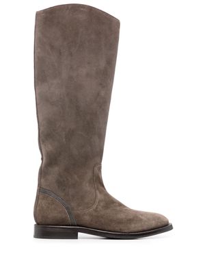 Brunello Cucinelli knee-high leather boots - Brown