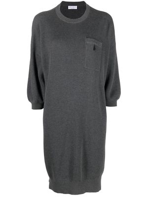 Brunello Cucinelli knee-length knitted dress - Grey