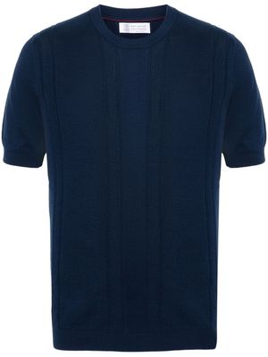 Brunello Cucinelli knitted cotton T-shirt - Blue
