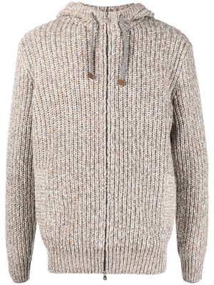 Brunello Cucinelli knitted zip-up hoodie - Neutrals