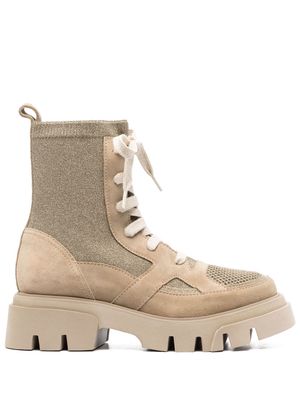 Brunello Cucinelli lace-up ankle boots - Gold