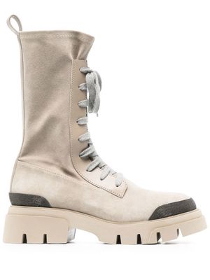 Brunello Cucinelli lace-up knee-length boots - Neutrals