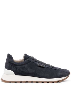 Brunello Cucinelli lace-up suede sneakers - Blue