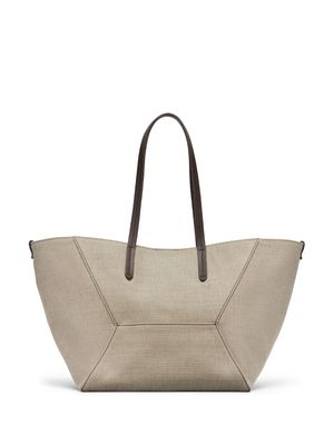 Brunello Cucinelli large cotton-linen canvas shopper bag - Neutrals