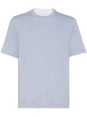 Brunello Cucinelli layered cotton-linen T-shirt - Blue