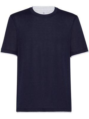 Brunello Cucinelli layered-design silk-blend T-shirt - Blue