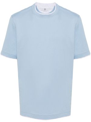 Brunello Cucinelli layered detail cotton T-shirt - Blue