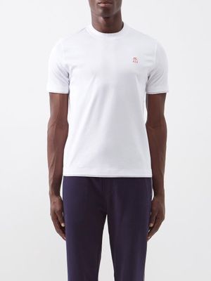 Brunello Cucinelli - Layered Logo-embroidered Cotton-jersey T-shirt - Mens - White