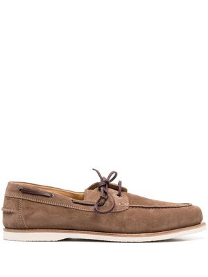Brunello Cucinelli leather boat shoes - Brown
