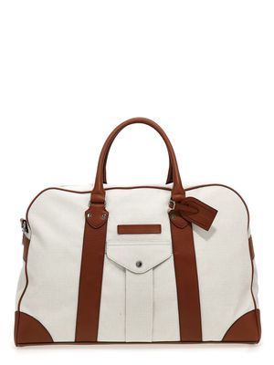 Brunello Cucinelli Leather Canvas Travel Duffel Bag