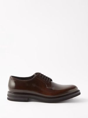 Brunello Cucinelli - Leather Derby Shoes - Mens - Dark Brown