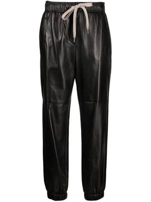 Brunello Cucinelli leather elasticated waistband trousers - Black