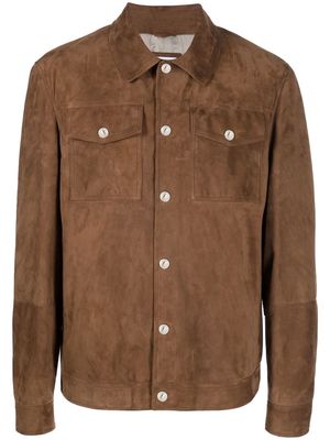 Brunello Cucinelli leather shirt jacket - Brown
