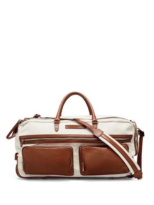 Brunello Cucinelli leather-trim luggage bag - Neutrals