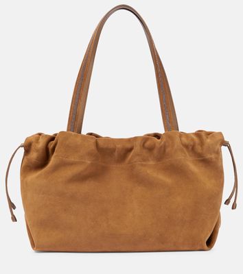 Brunello Cucinelli Leather-trimmed suede tote bag