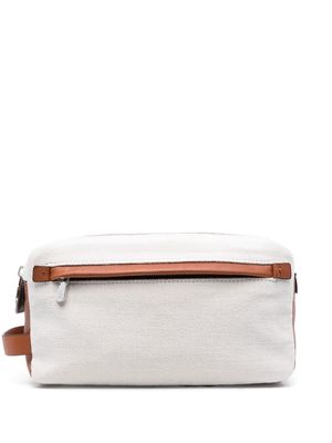 Brunello Cucinelli leather-trimmed wash bag - Neutrals