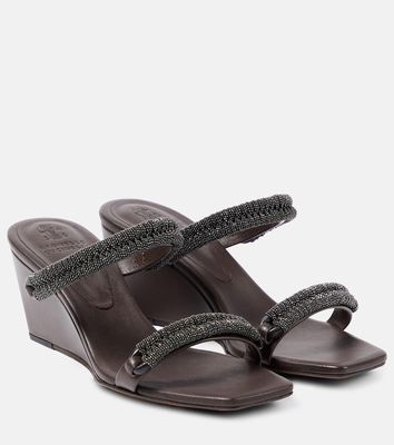 Brunello Cucinelli Leather wedge sandals