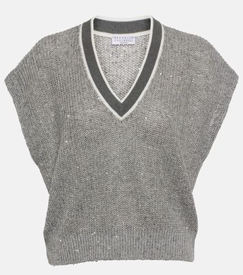 Brunello Cucinelli Linen-blend sweater vest