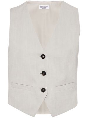 Brunello Cucinelli linen-blend waistcoat - Grey