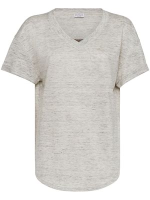 Brunello Cucinelli linen-silk blend T-shirt - Neutrals