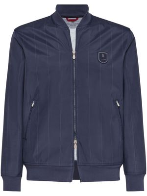 Brunello Cucinelli logo-appliqué striped jacket - Blue
