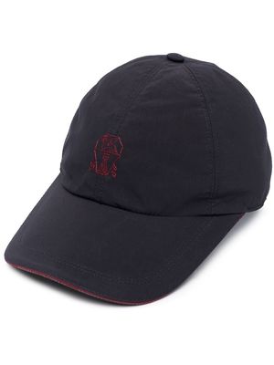 Brunello Cucinelli logo-embroidered adjustable-strap cap - Blue