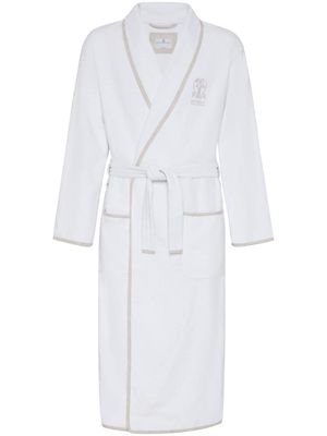 Brunello Cucinelli logo-embroidered bath robe - White
