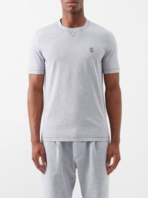 Brunello Cucinelli - Logo-embroidered Cotton-jersey T-shirt - Mens - Grey