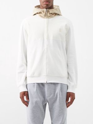 Brunello Cucinelli - Logo-embroidered Cotton Jersey Track Jacket - Mens - White Multi