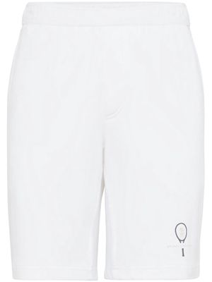 Brunello Cucinelli logo-embroidered cotton shorts - White