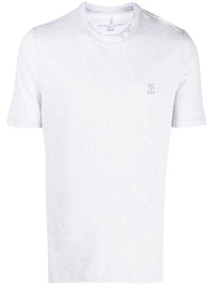 Brunello Cucinelli logo-embroidered cotton T-shirt - Grey