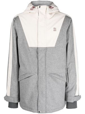 Brunello Cucinelli logo-embroidered panelled hooded jacket - Grey