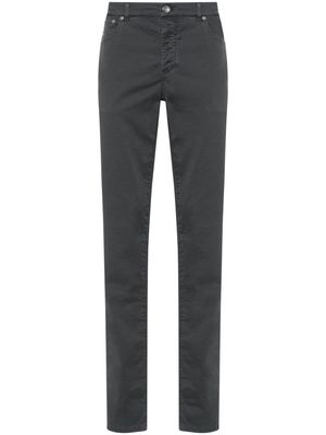 Brunello Cucinelli logo-embroidered straight-leg trousers - Grey