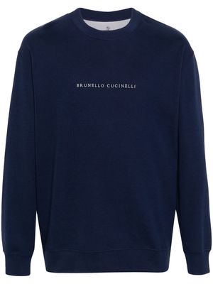 Brunello Cucinelli logo-embroidered sweatshirt - Blue