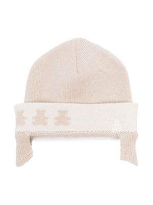Brunello Cucinelli logo-embroidered teddy-bear cashmere beanie - Neutrals