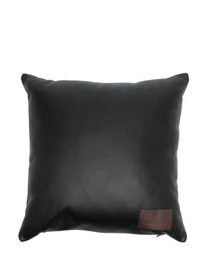 Brunello Cucinelli logo-patch leather pillow - Black