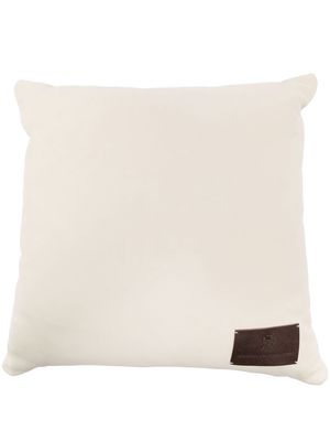 Brunello Cucinelli logo-patch leather pillow - Neutrals