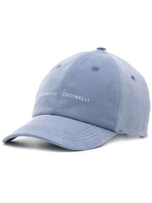 Brunello Cucinelli logo-print cap - Blue