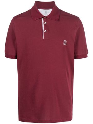 Brunello Cucinelli logo-print cotton polo shirt - Red
