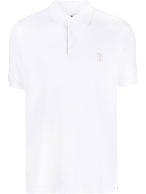 Brunello Cucinelli logo-print cotton polo shirt - White