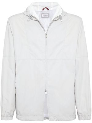 Brunello Cucinelli logo-print hooded jacket - White