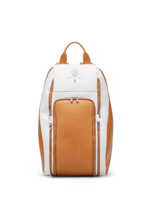 Brunello Cucinelli logo-print leather backpack - Neutrals