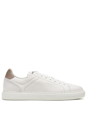 Brunello Cucinelli logo-print leather sneakers - White