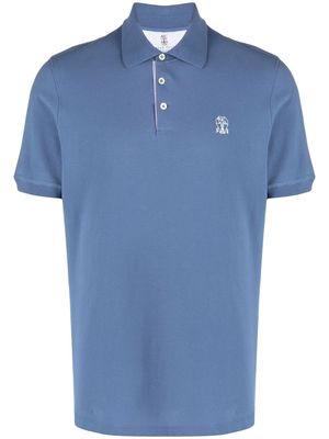 Brunello Cucinelli logo-print polo shirt - Blue